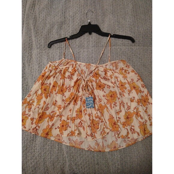 Intimately Free people cream floral print top Nwt Medium Boho Feminine - Picture 4 of 7